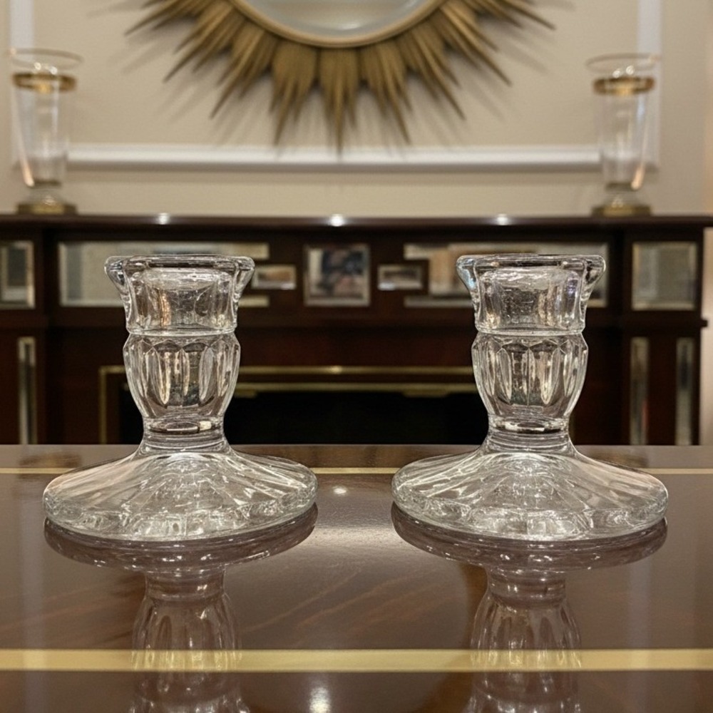 Set Of 2 Vintage Waterford Crystal Blarney 3.5" Candle Holders Candlesticks